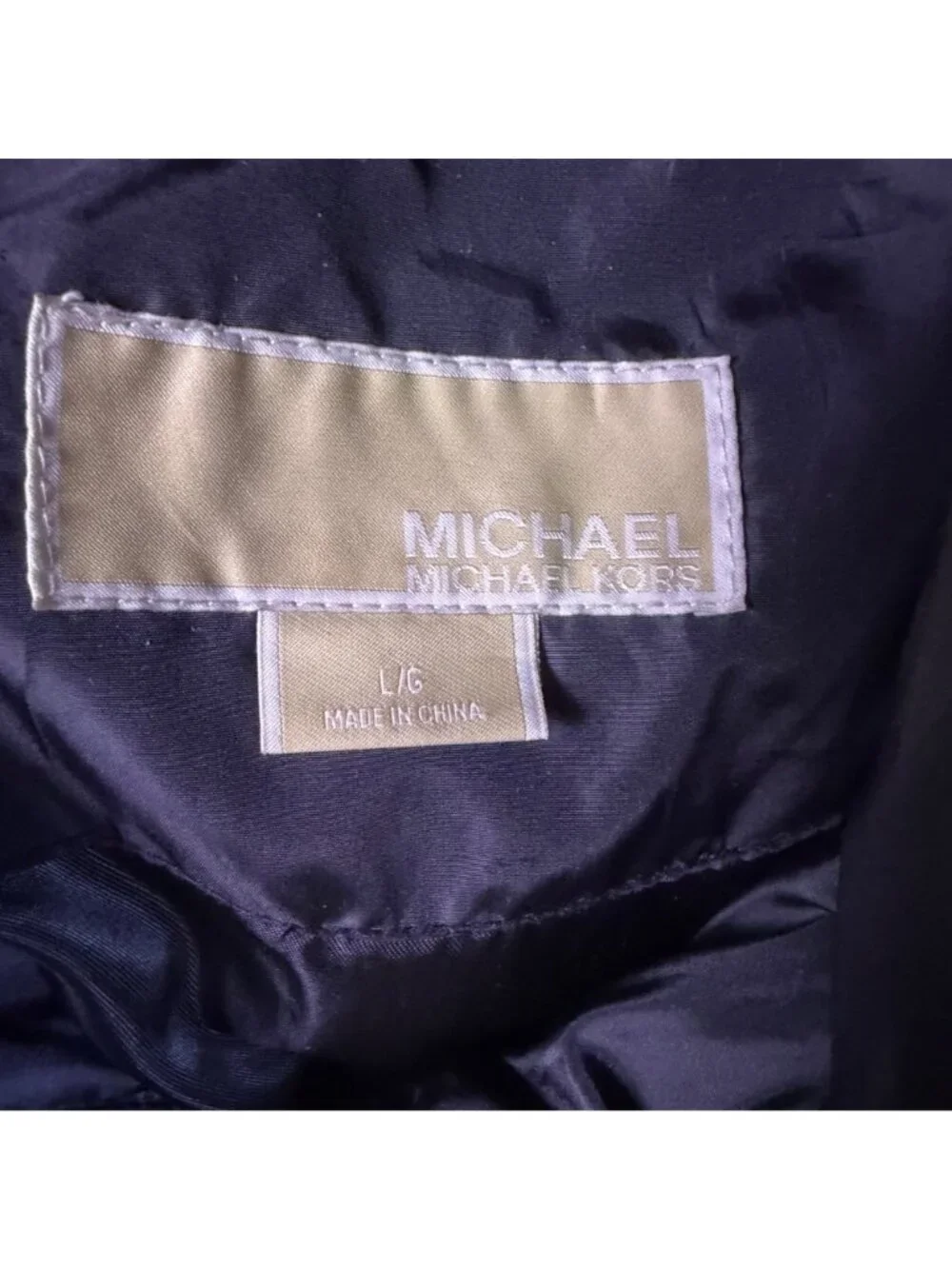 Michael Kors Womens Black Down Puffer Coat With Hood Polyester Size L